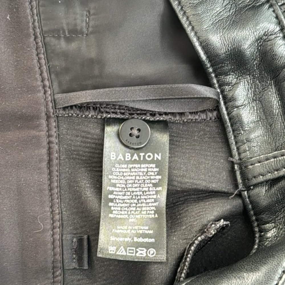 Aritzia Babaton Black Faux Leather Command Pants Size 12 - Picture 9 of 10